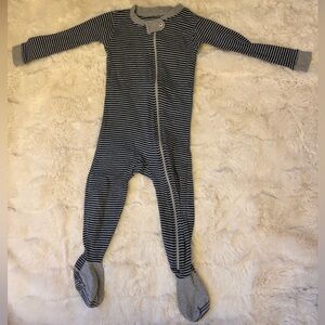 Burt's Bees Baby Black and Gray Striped Footie